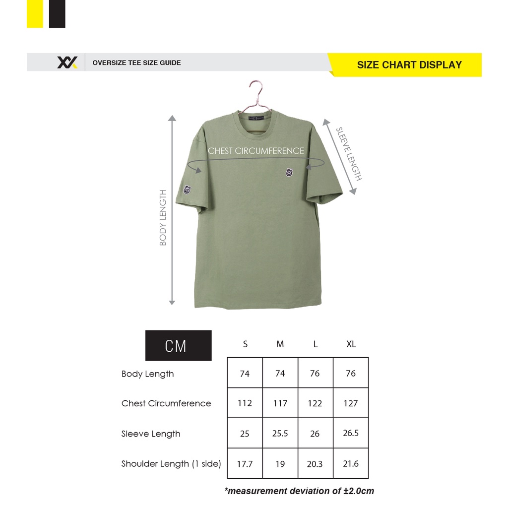 MAXX Oversize size chart